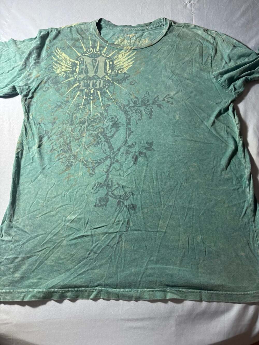 Manchester Ltd Y2K Grunge Winged Cross Tee Size L